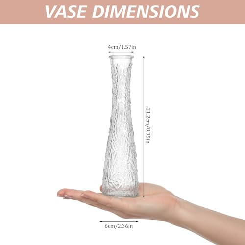 Glass Bud Vases Bulk 12 Pcs - Clear Ribbed Wedding Centerpiece Vases, Small Flower Vases for Table Decor, Party Events & Home Decor