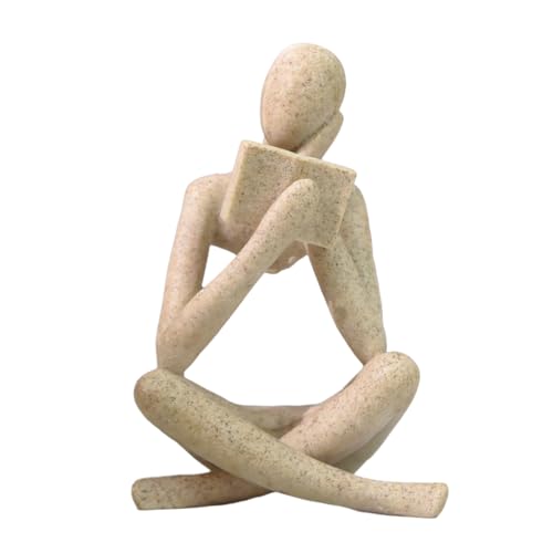 Bookshelf Decor, Coffee Table Decor, Library Decor Sculptures - Abstract Thinker Statue, Resin Modern Art Sculptures for Living Room, Office Desk, Home Decor (Beige(B)) - color: Beige(b)