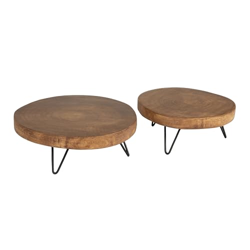 Creative Co-Op Decorative Paulownia Wood Pedestal, Dark Brown - color: Dark Brown, size: 9"