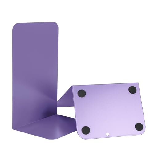 Metal Book Ends Bookend for Shelves Book Holder - color: Purple