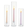 Glasseam Hurricane Taper Candle Holders: Set of 3 Glass Candlestick Holders with Clear Tall Cylinder Candle Sleeves for Centerpiece Table Outdoor Wedding Home Decor 9.84''/11.84''/13.78'' - size: Hurricane+Candlestick