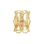 Hurricane Candle Holder, Gold Pillar Candle Holder with Geometric Decorative Accents & Windproof Glass Lid, Perfect for Weddings, Dinners, Parties & Special Events - size: 15cm