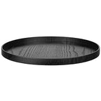 Round Solid Wood Serving Tray Extra Large Tea Coffee Snack Food Meals Serving Plate Non-Slip Kitchen Party Bar Server Ottoman Tray Breakfast Tray with Raised Edges (15inch/37.5cm) Black - size: 15"