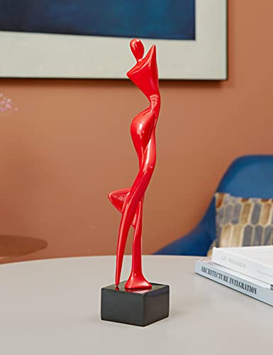 Yoga Woman Statue Figurine Lady Sculpture Home Gift Modern Decor Art for Bedroom Living Room Red 13.8 Inch - color: Red, size: Medium