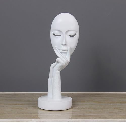 Elegant Abstract Thinking Woman Resin Sculpture - Modern Minimalist Geometric Decor, 7 Colors, 2 Sizes (12" and 15") - Contemporary Art for Living Room and Study (White 12 inch) - color: White 12 Inch