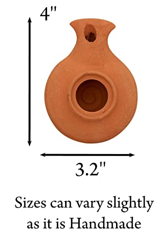 Biblical Herodian Clay Oil Lamp with Jar - Authentic Terracotta Replica from Holy Land Archaeological Finds - Handmade Christian & Jewish Faith Artifact - color: Herodian - Biblical Brown with Jar