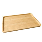 Bamboo Serving Tray Rectangle Platter Breakfast Dinner Food Bed Tray for Eating Kitchen Restaurants (1, 15.7" x 12.8" x 0.8" (no Handle)) - size: 15.7" x 12.8" x 0.8"
