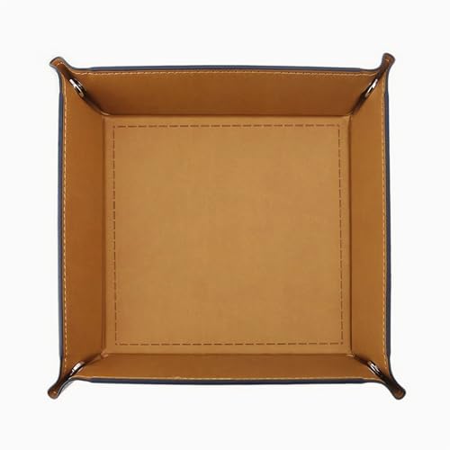 siduater Valet Tray Desktop Storage Organizer, Vegan Leather Catchall Tray Bedside Vanity Tray Nightstand Caddy Holder for Remote Controller, Watch, Keys, Phone, Wallet, Sunglasses, Jewelry, Khaki - color: Khaki