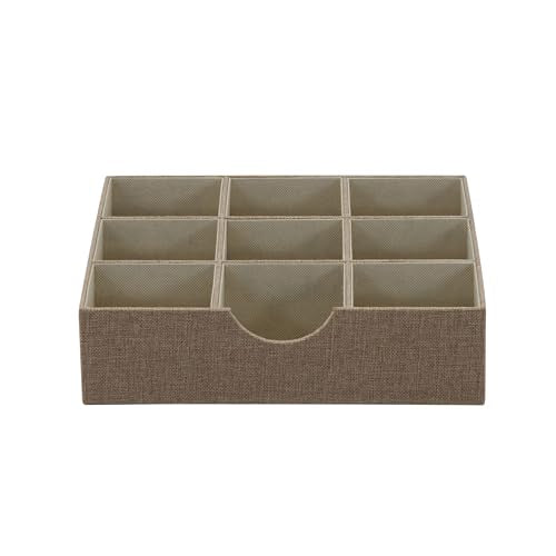 Household Essentials Brown 723-1 Deep 9 Section Drawer Organizer Box for Storage | 12 in x 12 in 3.13 - color: Latte