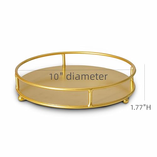 Jewelry Tray Perfume Display Organizer Bathroom Storage Vanity Tray Tabletop Display for Cosmetic, Candle, Jewelries, 10" Round Gold - color: 10”gold, size: 10"
