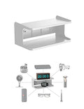 2-Shelf Bedside Shelf Organizer, Modern/Contemporary Style, Wall Mount, Double Tray Holder for Bedroom, Bathroom, Electronic Devices, Personal Items - color: White