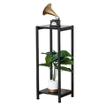 Dipion Tall Plant Stand Indoor,31 Inch Plant Stands,2 Tier Metal Plant Stand with Heavy Duty Wood,Black
