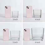 Set of 6 Square Glass Vases 3" x3" x 3", Clear Flower Vases for Centerpieces, Candle Holder for Wedding Party Events, Home Décor - size: 3inch