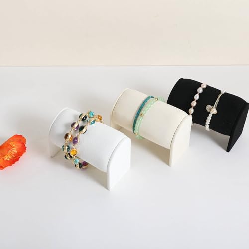 Velvet Watch Display Stand for Selling, Bracelet Storage Organizer for Boutique Store, Woman Jewelry Bangle Holder for Home Decor【White】 - color: White