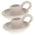 MAGICLULU 2pcs Nordic Ceramic Candle Holder Compact Table Decor for Dining Home Bar Accent with Chic Minimalist Design