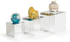 Red Co. Set of 3 Glossy Silver Acrylic Cube Display Nesting Riser Stands with Hollow Bottoms - color: Silver, size: 4",5",6" - 1 pack