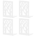 VFINE Withe Bookend 4-Piece, Tree Design Bookends for Shelves, Metal Book Ends for Desk, Decoration Stylish Bookshelf Bookends for Home Office School Supplies - style: White bookend 2 pairs