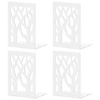 VFINE Withe Bookend 4-Piece, Tree Design Bookends for Shelves, Metal Book Ends for Desk, Decoration Stylish Bookshelf Bookends for Home Office School Supplies - style: White bookend 2 pairs