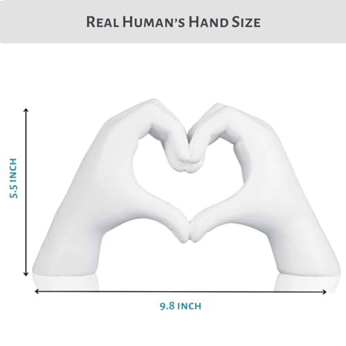 Heart Hands Sculpture Gift, White Heart Gesture Statue, Love Sign Table Decor, Heart Shape Figurine, Friendship Bracelet Holder (White) - color: White