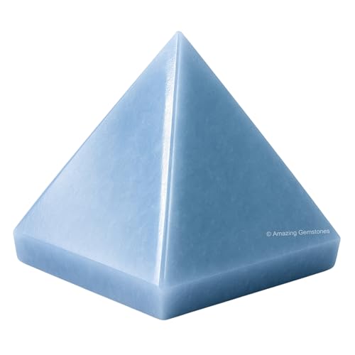Amazing Gemstone Angelite Pyramid Crystal Healing Stones - 2" Great Pyramid Figurine of Natural Stone Pyramid for Meditation, Reiki, Chakra Balancing and Crystal Pyramids Grid - color: Angelite
