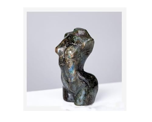 Natural Labradorite Crystal Female Model Figurine Hand Carved Body Sculpture Statue Gemstone Small Figurine Reiki 3 Inch Home Office Decor Ornaments 100-150 Grams - color: Labradorite