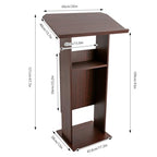 Podium Stand for Lectern, Church Lectern Stand 47.7 Inches Conference Presentation Stand with 26 x 15.7 Inch Panel & 4 Universal Wheels in Conference Rooms, Schools, Classrooms - color: Brown(26*15.7*47.7in)
