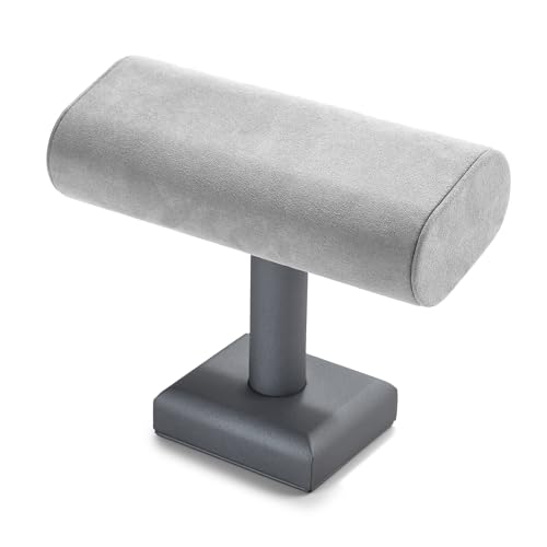 Oirlv Premium Leather Watch Stand for Men T-bar Watch Display Stand for Watches Bracelet Holder Jewelry Display Stand (Light Grey) - color: Light Grey