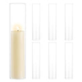 Hurricane Glass Candle Holders: 2.5" W x 12" H Open Ended Clear Cylinder Candle Cover Tall Bottomless Chimney Sleeve Bulk for Pillar & Taper Candles for Wedding Party Christmas Set of 6