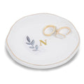 Personalized Ceramic Ring Dish, Initial Jewelry Tray for Rings, Earrings, Necklaces & Bracelets, Gift for Engagements, Birthdays, Holidays, Mom, Sister, Bridesmaid, Bride-to-Be, 4" Ring Plate - color: N