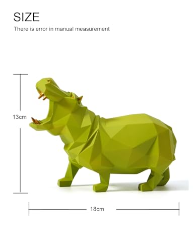HAUCOZE Hippo Statue Animal Sculpture Figurine Modern Home Decor Table Art Gift for Bedroom Living Room Green Polyresin 7.1 Inch - color: Green