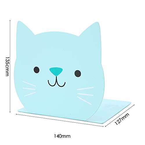 Lovely Cat Pattern Kids Bookends Student Book Ends Metal Office Desk School Library Decoration Bookshelf Book Organizer for Christmas Birthday Gift