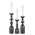 HOWSILAY Wood Candle Holders for Table Centerpiece Black Candlestick Holders - Rustic Candle Stick Candle Holder fits 3/4" or 7/8" Taper Candle and Dia 1.5" Led Tea Lights Candles or Pillar Candles - color: Black