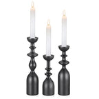 HOWSILAY Wood Candle Holders for Table Centerpiece Black Candlestick Holders - Rustic Candle Stick Candle Holder fits 3/4" or 7/8" Taper Candle and Dia 1.5" Led Tea Lights Candles or Pillar Candles - color: Black