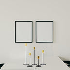 Set of 5 Black Taper Candlestick Holders with Brass Top, Metal Candle Stick Holder, Antique Mid-Century Candle Holders for Table Centerpiece, Mantel, Dining Table Decor
