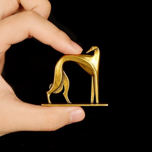 Retro Handcrafted Cubist Artistic Dog Sculpture - 100% Solid Brass Muscular line Front and Elegant Back Design | Collectible Modern Art Decoration | Finishing Touch for Home and Office Scenes - style: Artistic Dog