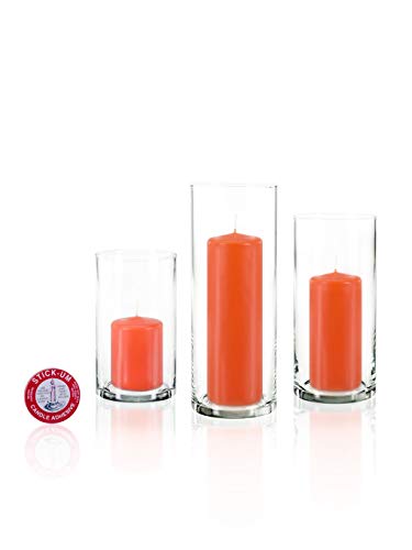yummi Set of 36 Slim Pillars and Cylinder Vases - Bright Orange - color: Bright Orange