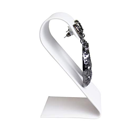 MOOCA 6 Pcs Earring Stand Display, White Faux Leather, 3 1/4 in H, Earring Jewelry Display Stands - color: White Faux Leather, Regular