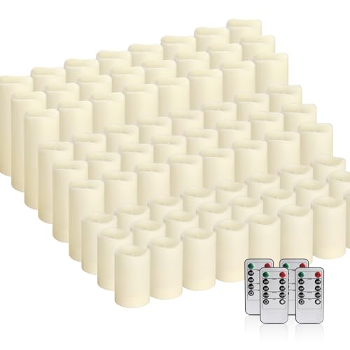 72-Pack LED Flameless Candles with Remote Control - Perfect for Home, Parties, and Special Occasions - Create a Magical Ambiance Effortlessly(Three Sizes) - color: 4-Ivory-72
