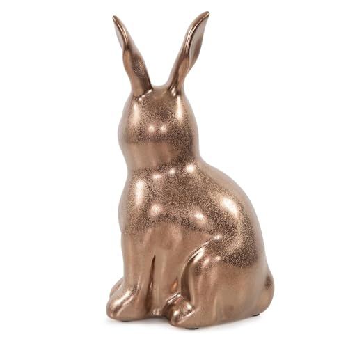 Howard Elliott Collection Rabbit Sculpture Ceramic Statue for Home and Garden Decor, Rich Antique Brass Figurine with Metallic Finish for Shelf Display in Living Room, 8.5 x 4.75 Inch - style: Rabbit