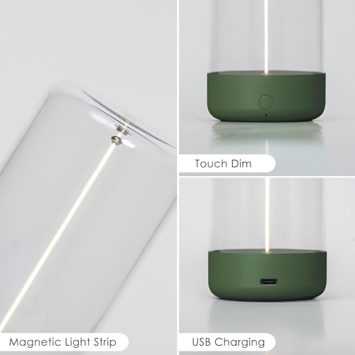 AUGE LIGHT Mini Minimalist Table Lamp Cordless Lamp Rechargeable Table Lamp Portable Nightstand Lamps Desk Lamps for Home Office Unique Ambient Light Mood Lighting for Desk Decor Beside(Dark Green) - color: Dark Green