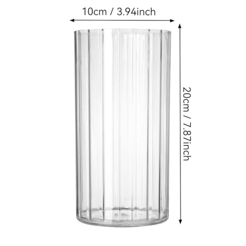Flower Vase Acrylic Cylinder,7.86" Tall Ribbed Clear Vase for Centerpieces,Wedding Decorative,Home Décor, Non Breakable Plastic, 3.94"X7.86" Tall Round - Clear - size: 3.94" x 7.86"