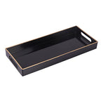 MAONAME Black Bathroom Tray, Plastic Vanity Tray, Narrow Countertop Trays with Handles, Perfume Organizer Trays for Dresser, Bathroom Accessories, 13.8" x 6" x 1.59" - color: Black