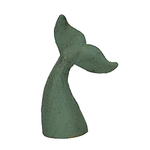 Set of 2 Nautical Cast Iron Whale Tail Decorative Bookends for Home Decor, Coastal Themed Shelves, and Beach House - Verdigris Green Enamel Finish - Organize and Beautify Your Space - color: Whale Tail - Green