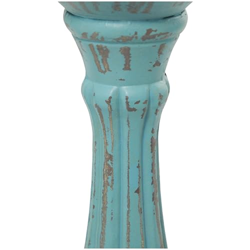 Deco 79 Wooden Decorative Candle Holder Distressed Candle Stand, Set of 3 Candlestick Holder 15", 13", 11"H, Blue - color: Blue, size: Blue