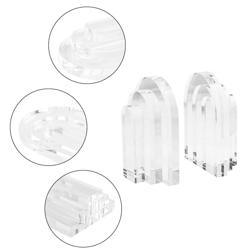 Kitcom Decorative Bookends for Books, Set of 2, Heavy Duty Book Holders Stopper for Shelves, Bookshelf, Bookcase, Office Desk, Home Decor, Aesthetic Layered Arch Design, Clear