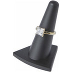 Plymor Black Rubber Ring Finger Display, Single on Triangular Base, 2" W x 1.625" D x 2.125" H - color: Black