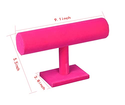 ChezMax Necklace Jewelry Display Jewelry Stand Hovering T-Bar Bracelet Holder for Home Organization - color: E-Rose Red Velvet