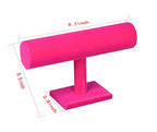 ChezMax Necklace Jewelry Display Jewelry Stand Hovering T-Bar Bracelet Holder for Home Organization - color: E-Rose Red Velvet