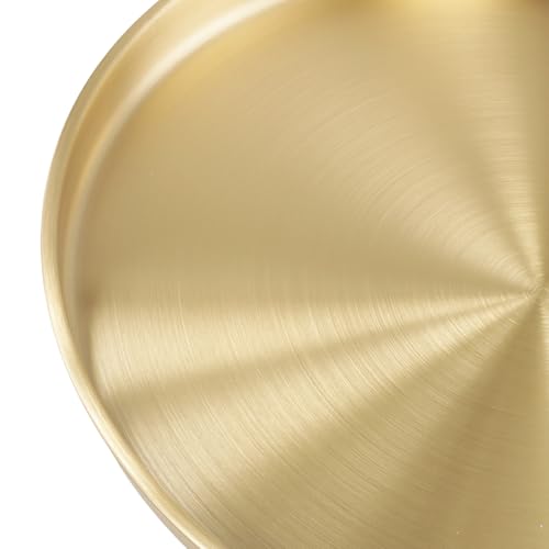 4 PCS Gold Round Tray, 11.8 Inch Stainless Steel Serving Tray Jewelry Dish Makeup Vanity Organizer, Gold Platter Circle for Countertop, Bathroom, Perfume