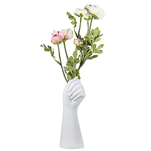 Human Body Ceramic Hand Vase, Arm Body Shaped Small Flower vase Modern Aesthetic Decorative White Ceramic vases for Home Living Room décor
